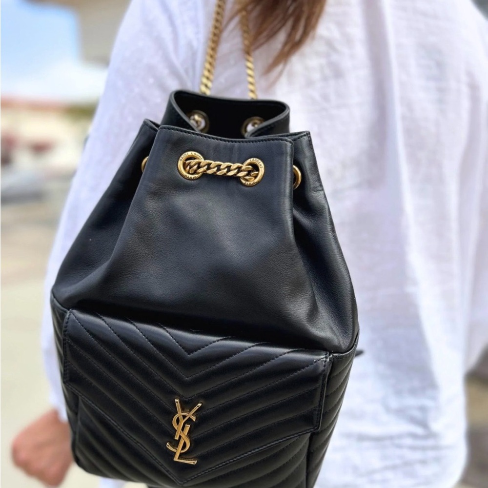 Yves Saint Laurent Black Quilted Leather Backpack